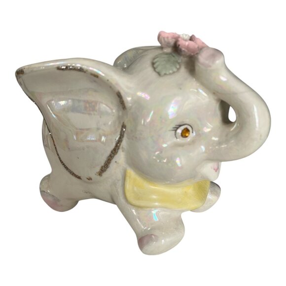 Vintage Elephant Bank – Lustreware Ceramic with Flowers – Essay New York 620M - Picture 3 of 6
